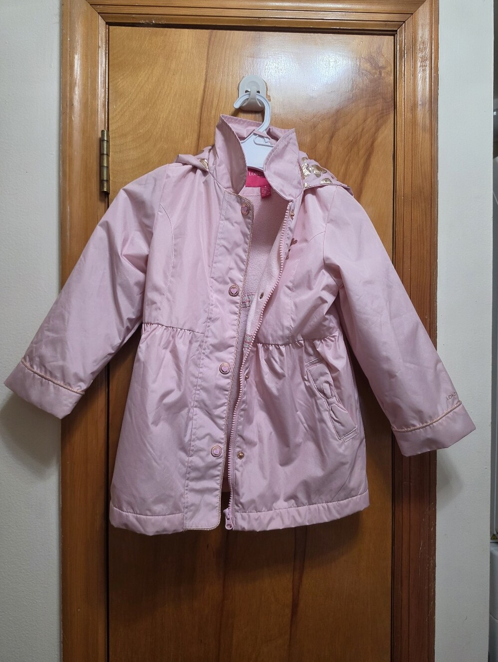 London Fog Girls' Light Pink Hooded Raincoat Size 6